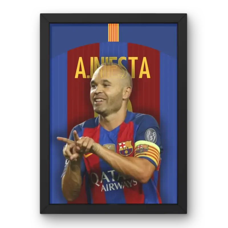 Affiche Andrés Iniesta - Maestro du FC Barcelone – Affiche encadrée personnalisée - Cadre Perso