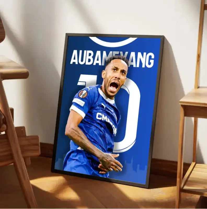Affiche Aubameyang OM 2023-2024 - L'Attaque Marseillaise – Affiche encadrée personnalisée - Cadre Perso