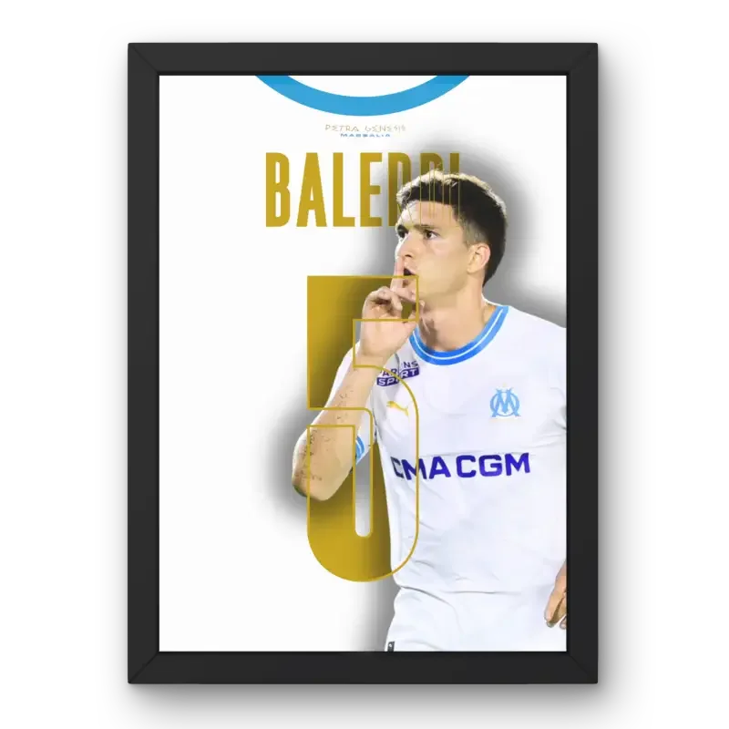 Affiche Balerdi OM - L'Engagement Phocéen – Affiche encadrée personnalisée - Cadre Perso