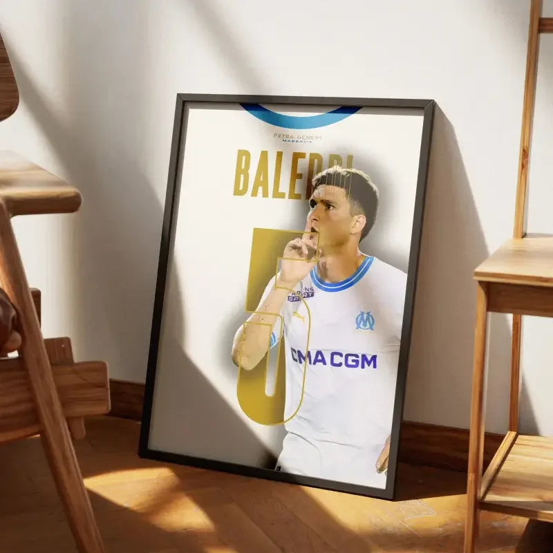 Affiche Balerdi OM - L'Engagement Phocéen – Affiche encadrée personnalisée - Cadre Perso