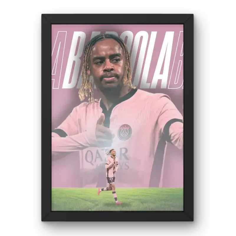 Affiche Barcola - PSG – Affiche encadrée personnalisée - Cadre Perso
