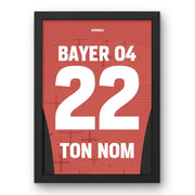 Affiche Bayer Leverkusen Domicile 2024-2025 – Affiche encadrée personnalisée - Cadre Perso