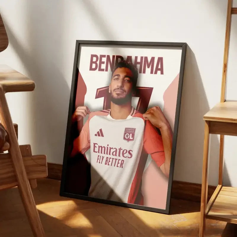 Affiche Benrahma OL - Le Talent au Service de Lyon – Affiche encadrée personnalisée - Cadre Perso