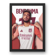 Affiche Benrahma OL - Le Talent au Service de Lyon – Affiche encadrée personnalisée - Cadre Perso