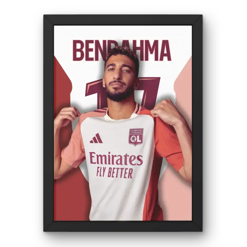 Affiche Benrahma OL - Le Talent au Service de Lyon – Affiche encadrée personnalisée - Cadre Perso