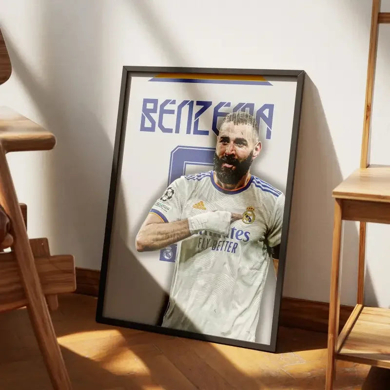 Affiche Benzema Real Madrid - Légende Merengue – Affiche encadrée personnalisée - Cadre Perso