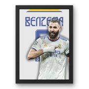Affiche Benzema Real Madrid - Légende Merengue – Affiche encadrée personnalisée - Cadre Perso