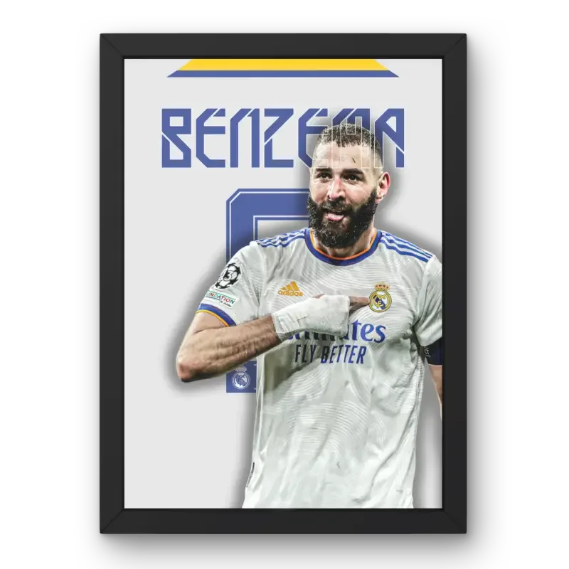 Affiche Benzema Real Madrid - Légende Merengue – Affiche encadrée personnalisée - Cadre Perso