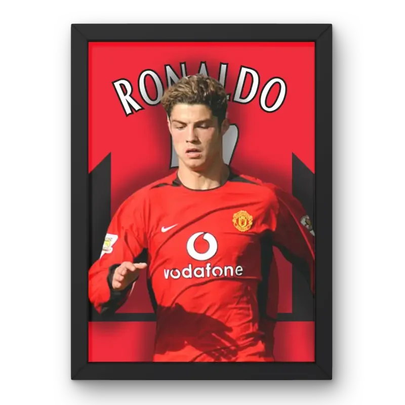 Affiche Cristiano Ronaldo - Manchester United 2003 | L'ascension d'une légende – Affiche encadrée personnalisée - Cadre Perso