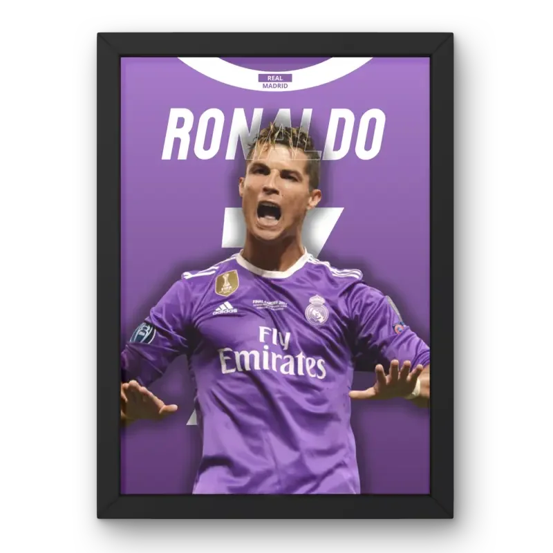 Affiche Cristiano Ronaldo - Real Madrid | Icône des Galactiques – Affiche encadrée personnalisée - Cadre Perso