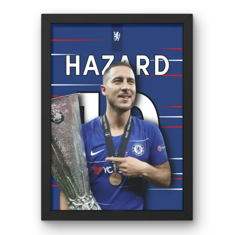 Affiche Eden Hazard - Chelsea FC – Affiche encadrée personnalisée - Cadre Perso