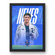Affiche João Neves - PSG – Affiche encadrée personnalisée - Cadre Perso