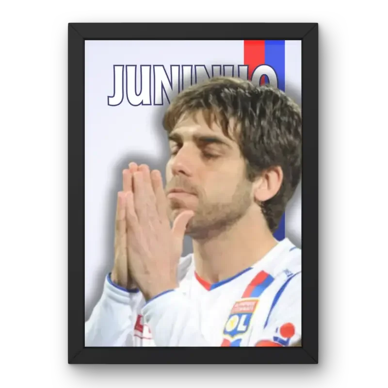 Affiche Juninho - Le Roi des Coup Francs de l'OL – Affiche encadrée personnalisée - Cadre Perso