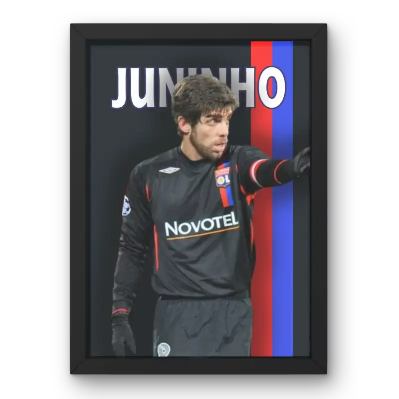 Affiche Juninho - L'Indispensable Légende de l'OL – Affiche encadrée personnalisée - Cadre Perso