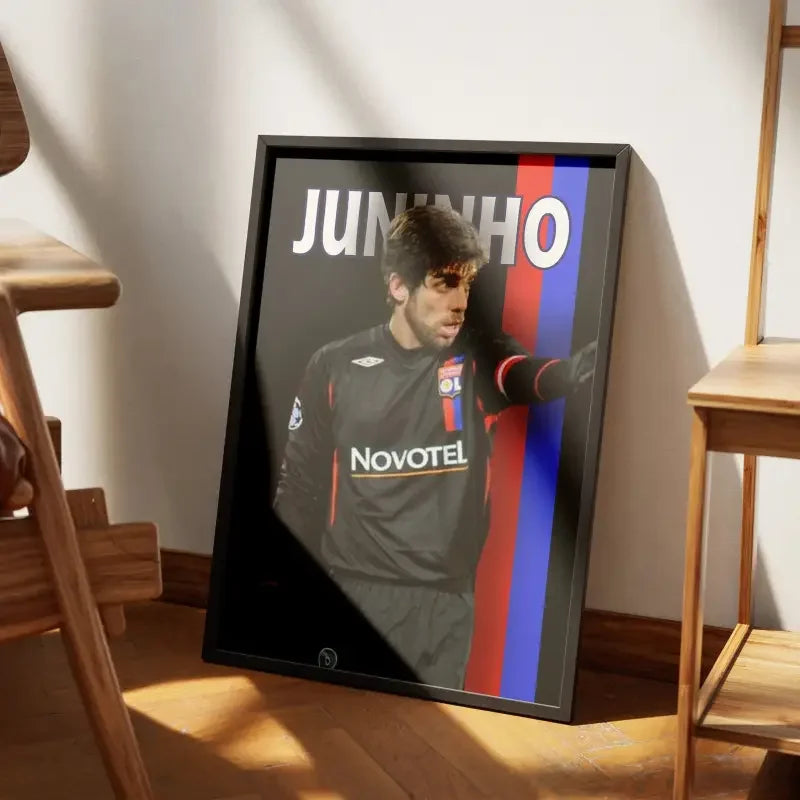 Affiche Juninho - L'Indispensable Légende de l'OL – Affiche encadrée personnalisée - Cadre Perso