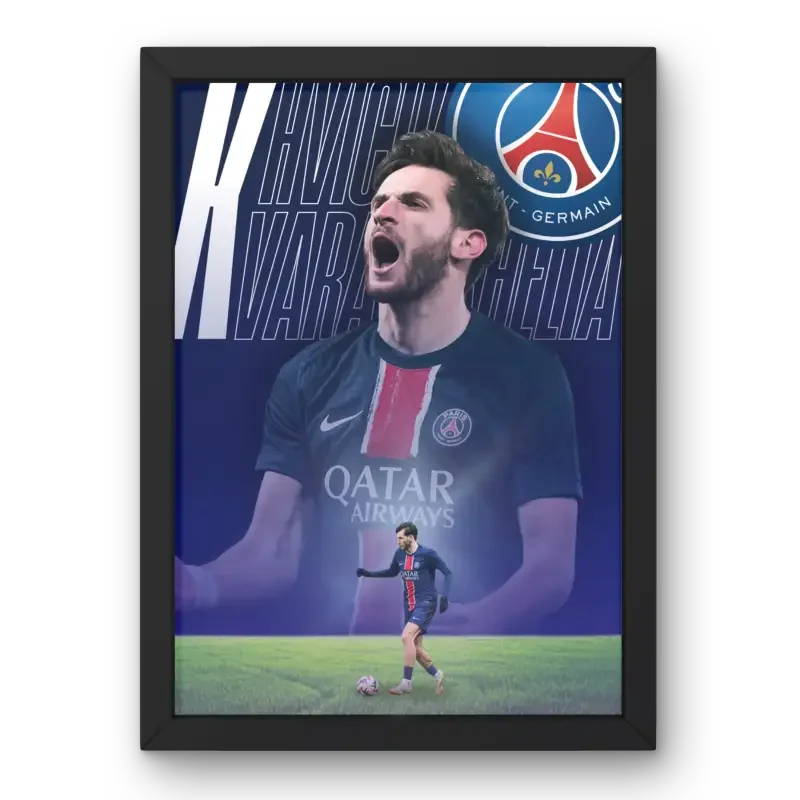 Affiche Kvaratskhelia - PSG – Affiche encadrée personnalisée - Cadre Perso