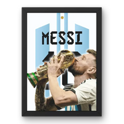 Affiche Lionel Messi - Héros de la Coupe du Monde 2022 – Affiche encadrée personnalisée - Cadre Perso