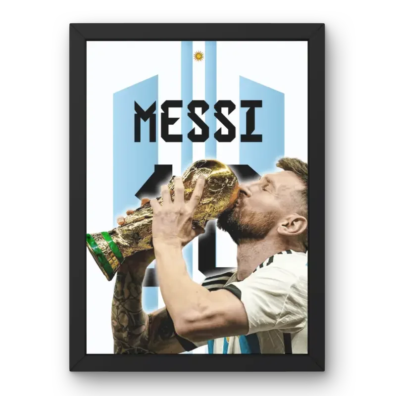 Affiche Lionel Messi - Héros de la Coupe du Monde 2022 – Affiche encadrée personnalisée - Cadre Perso