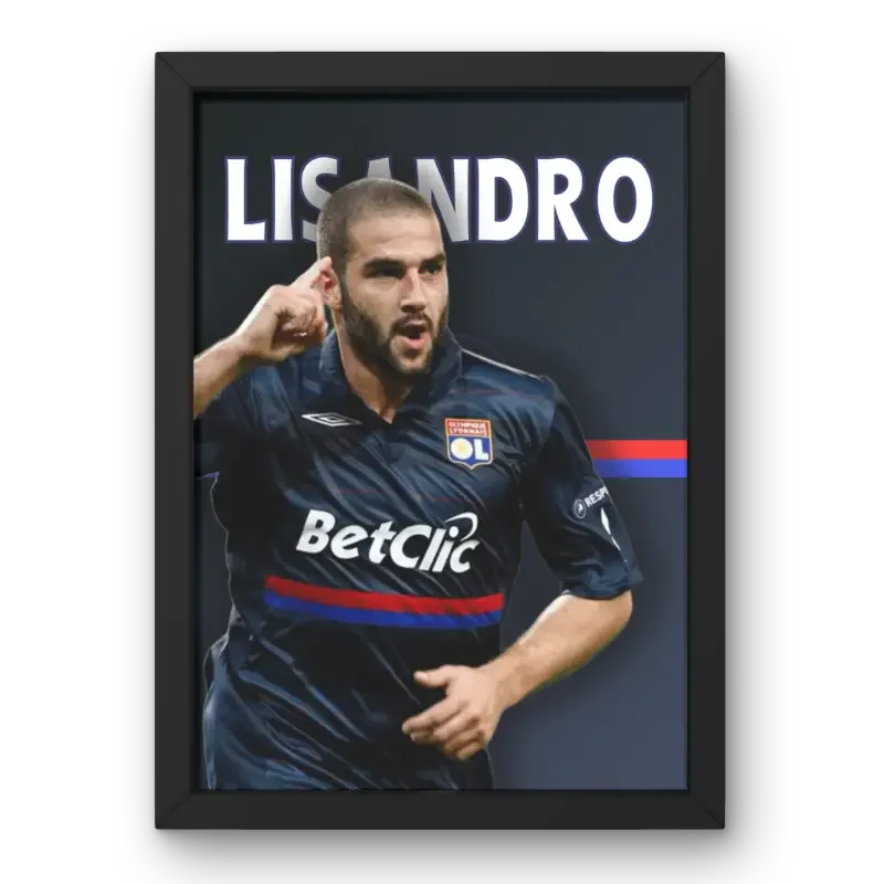 Affiche Lisandro López - L'Argentin Magique de l'OL – Affiche encadrée personnalisée - Cadre Perso