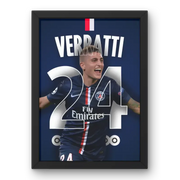 Affiche Marco Verratti - PSG | Le Maestro du Milieu de Terrain – Affiche encadrée personnalisée - Cadre Perso