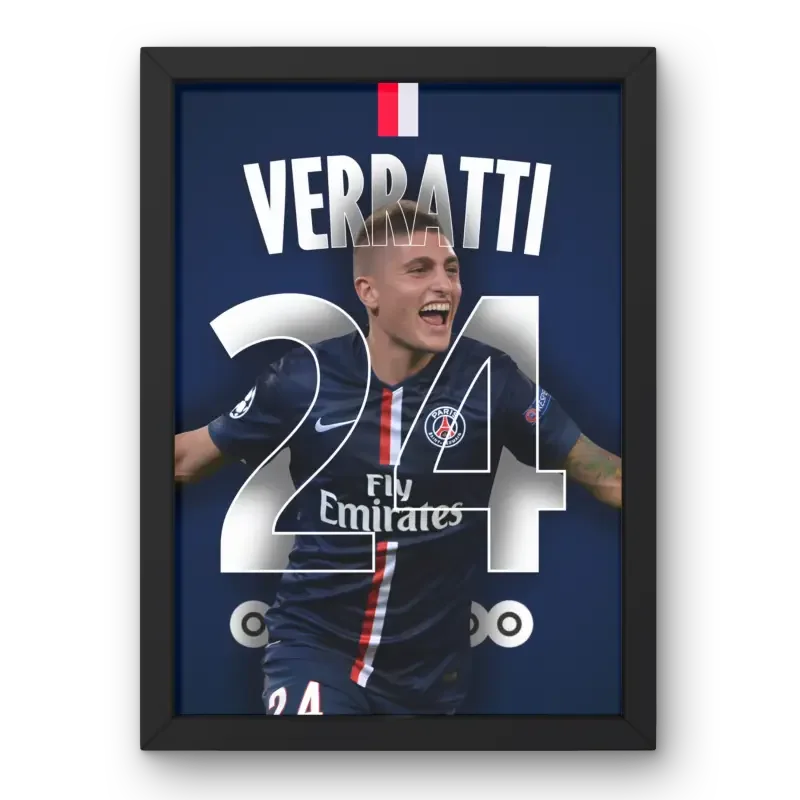 Affiche Marco Verratti - PSG | Le Maestro du Milieu de Terrain – Affiche encadrée personnalisée - Cadre Perso