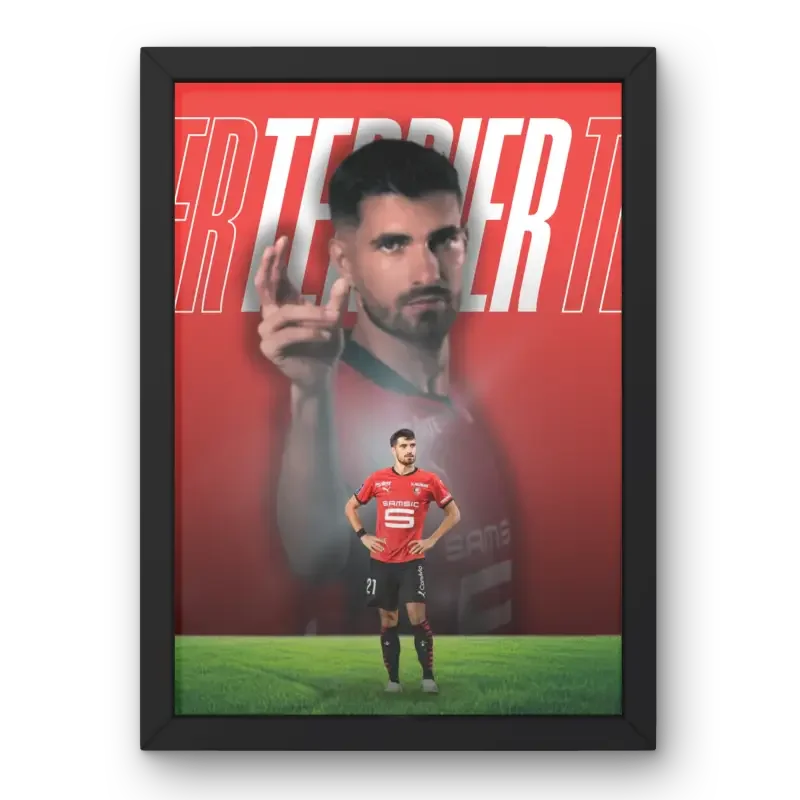 Affiche Martin Terrier - Stade Rennais – Affiche encadrée personnalisée - Cadre Perso