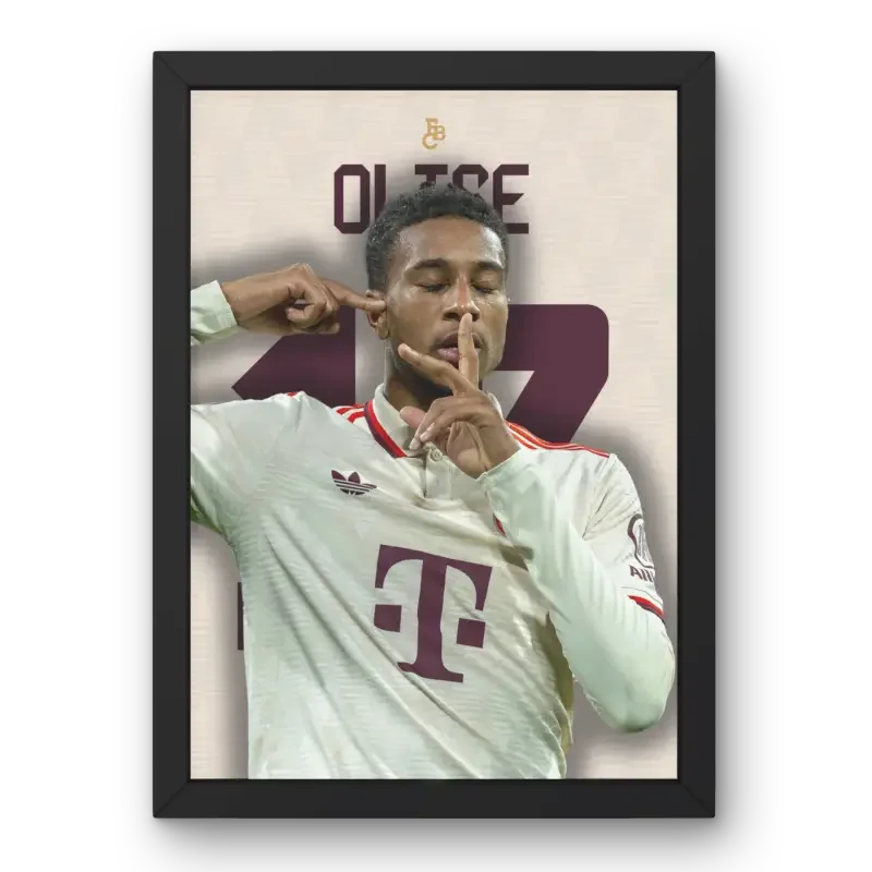Affiche Michael Olise - Bayern Munich | Talent Franco-Anglais en Bavarois – Affiche encadrée personnalisée - Cadre Perso