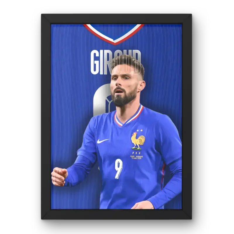 Affiche Olivier Giroud - Équipe de France – Affiche encadrée personnalisée - Cadre Perso