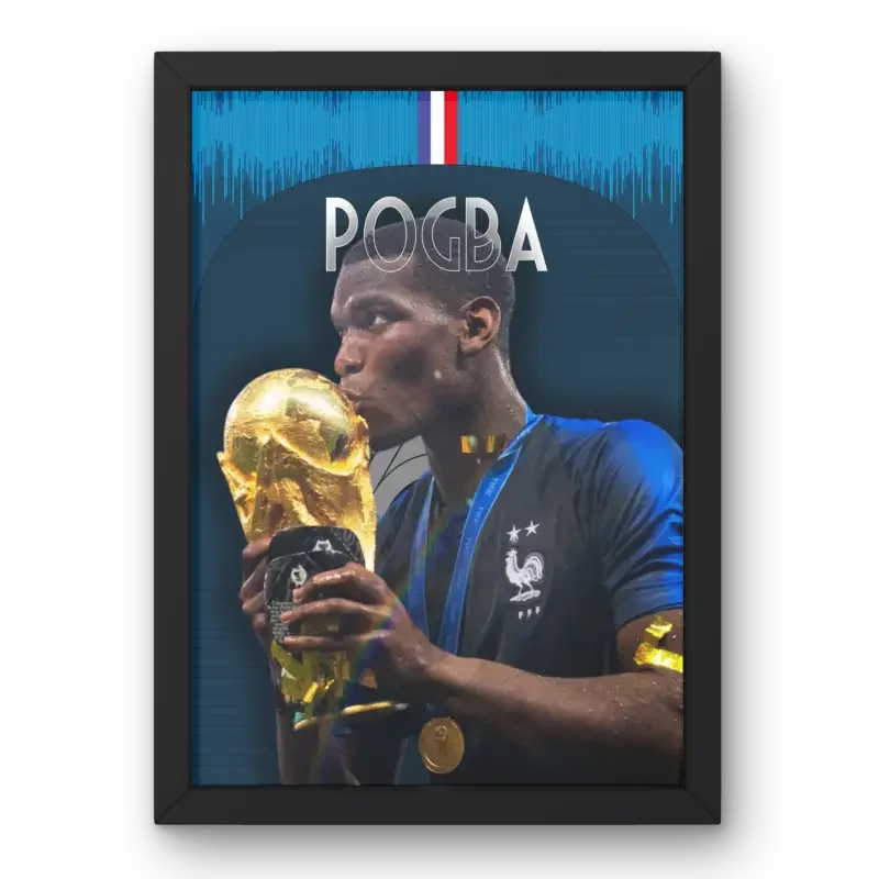 Affiche Paul Pogba - France | Champion du Monde 2018 – Affiche encadrée personnalisée - Cadre Perso