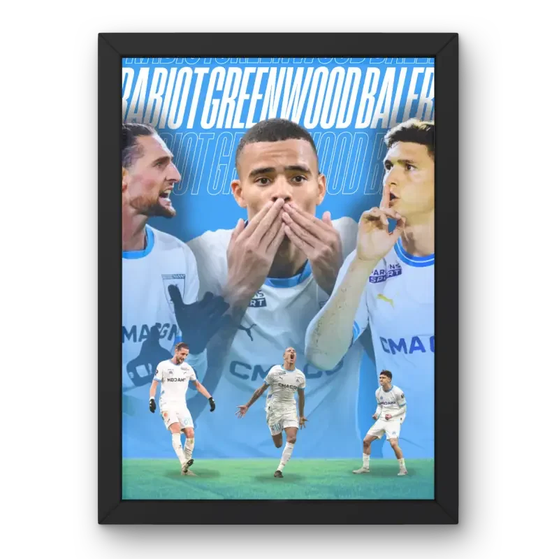 Affiche Rabiot, Greenwood & Balerdi - OM – Affiche encadrée personnalisée - Cadre Perso