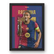 Affiche Raphinha - L'Ailier Explosif du FC Barcelone – Affiche encadrée personnalisée - Cadre Perso