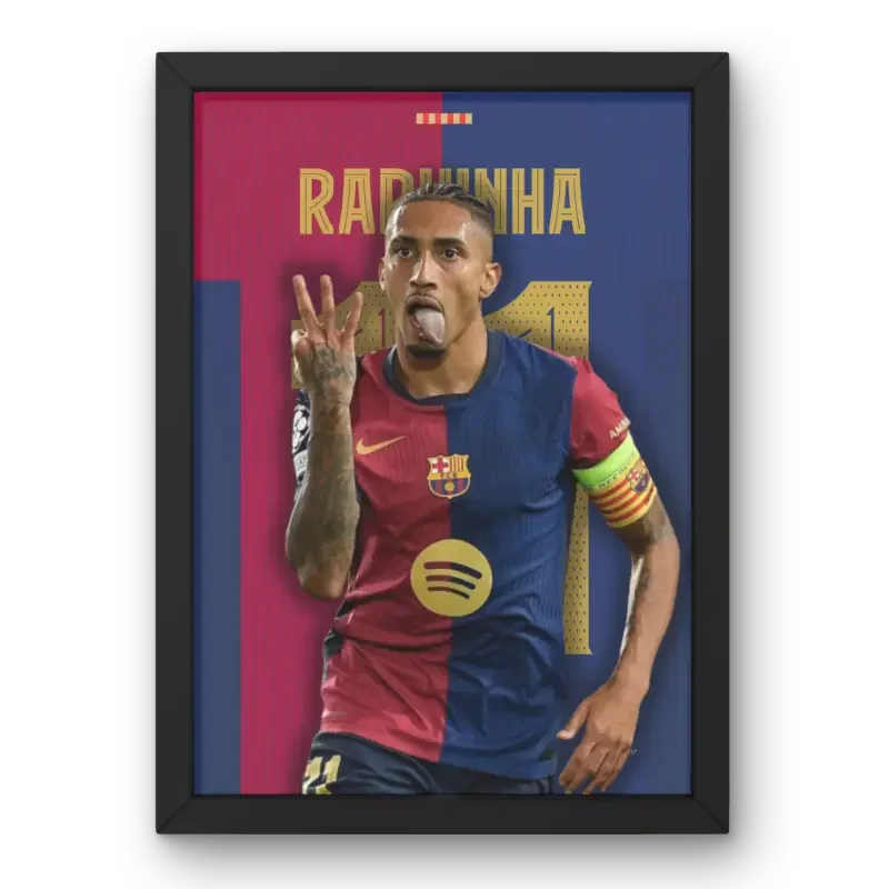 Affiche Raphinha - L'Ailier Explosif du FC Barcelone – Affiche encadrée personnalisée - Cadre Perso