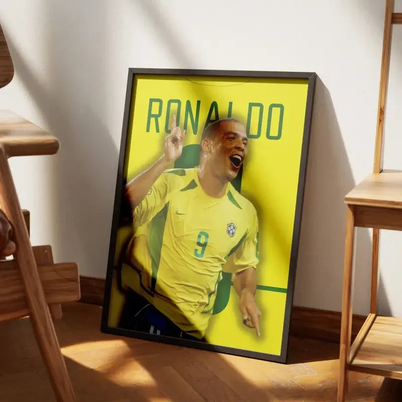 Affiche Ronaldo R9 - Brésil | Le Phénomène – Affiche encadrée personnalisée - Cadre Perso