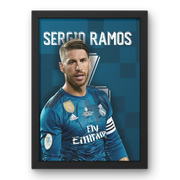 Affiche Sergio Ramos - Real Madrid | Défenseur Légendaire – Affiche encadrée personnalisée - Cadre Perso
