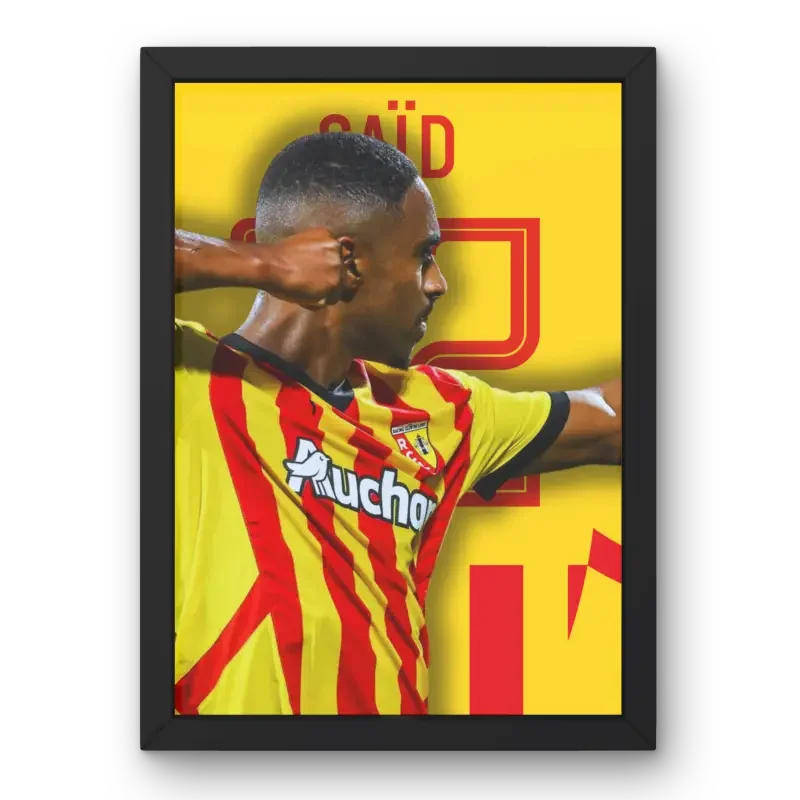 Affiche Wesley Said - RC Lens | L'Attaquant Explosif des Sang et Or – Affiche encadrée personnalisée - Cadre Perso