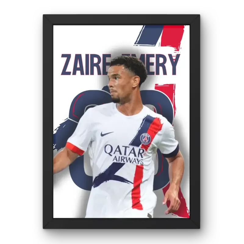Affiche Zaire-Emery - PSG | La Promesse du Milieu de Terrain – Affiche encadrée personnalisée - Cadre Perso