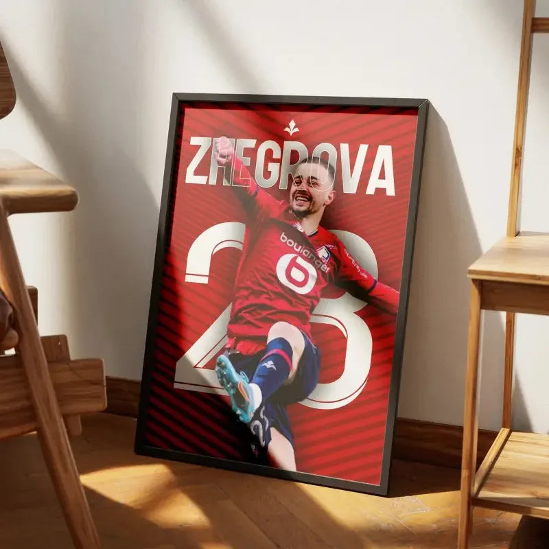Affiche Zhegrova - Lille OSC | La Vitesse au Service du Football – Affiche encadrée personnalisée - Cadre Perso