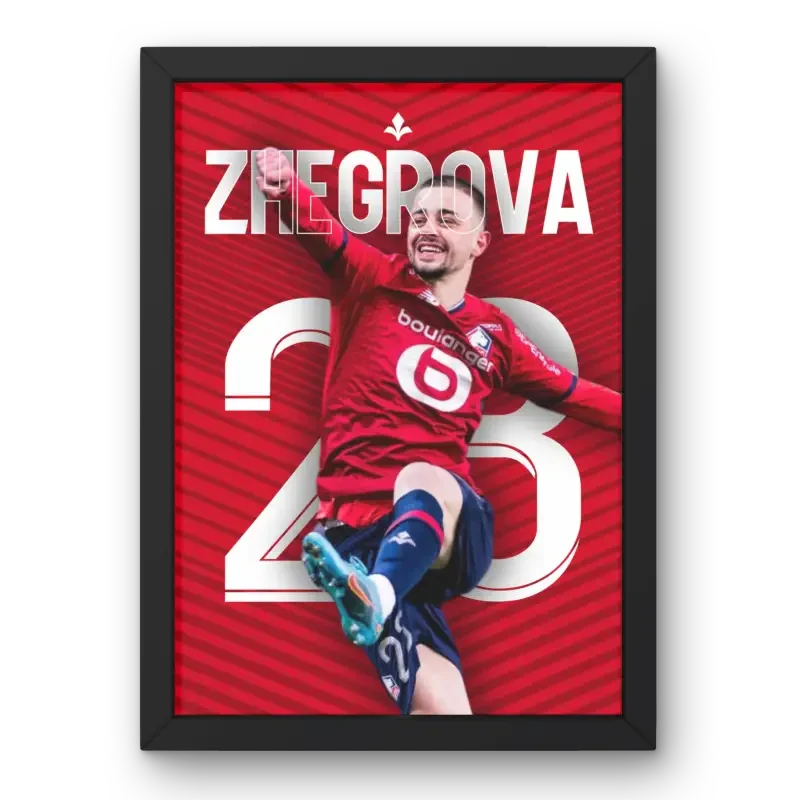 Affiche Zhegrova - Lille OSC | La Vitesse au Service du Football – Affiche encadrée personnalisée - Cadre Perso