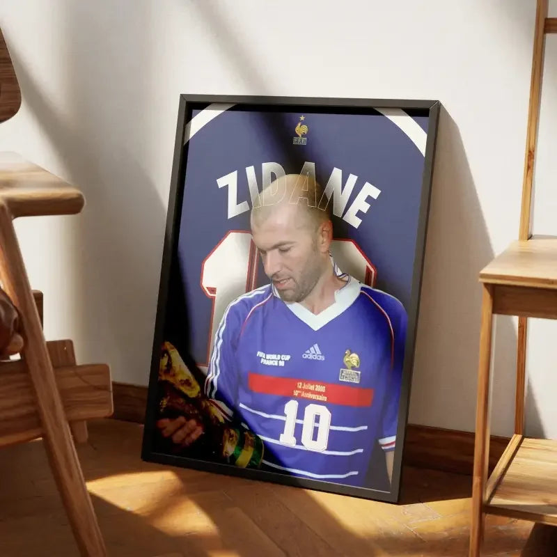 Affiche Zidane - Coupe du Monde 1998 | Le Maître de l'Étoile – Affiche encadrée personnalisée - Cadre Perso