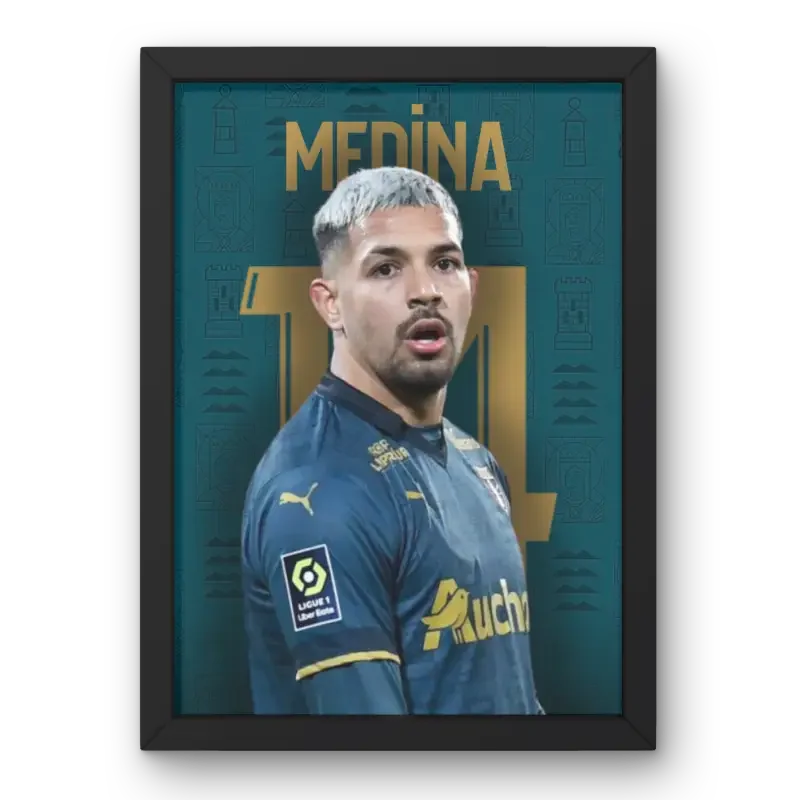 Affiche Facundo Medina - L’Âme Défensive du RC Lens – Affiche encadrée personnalisée - Cadre Perso