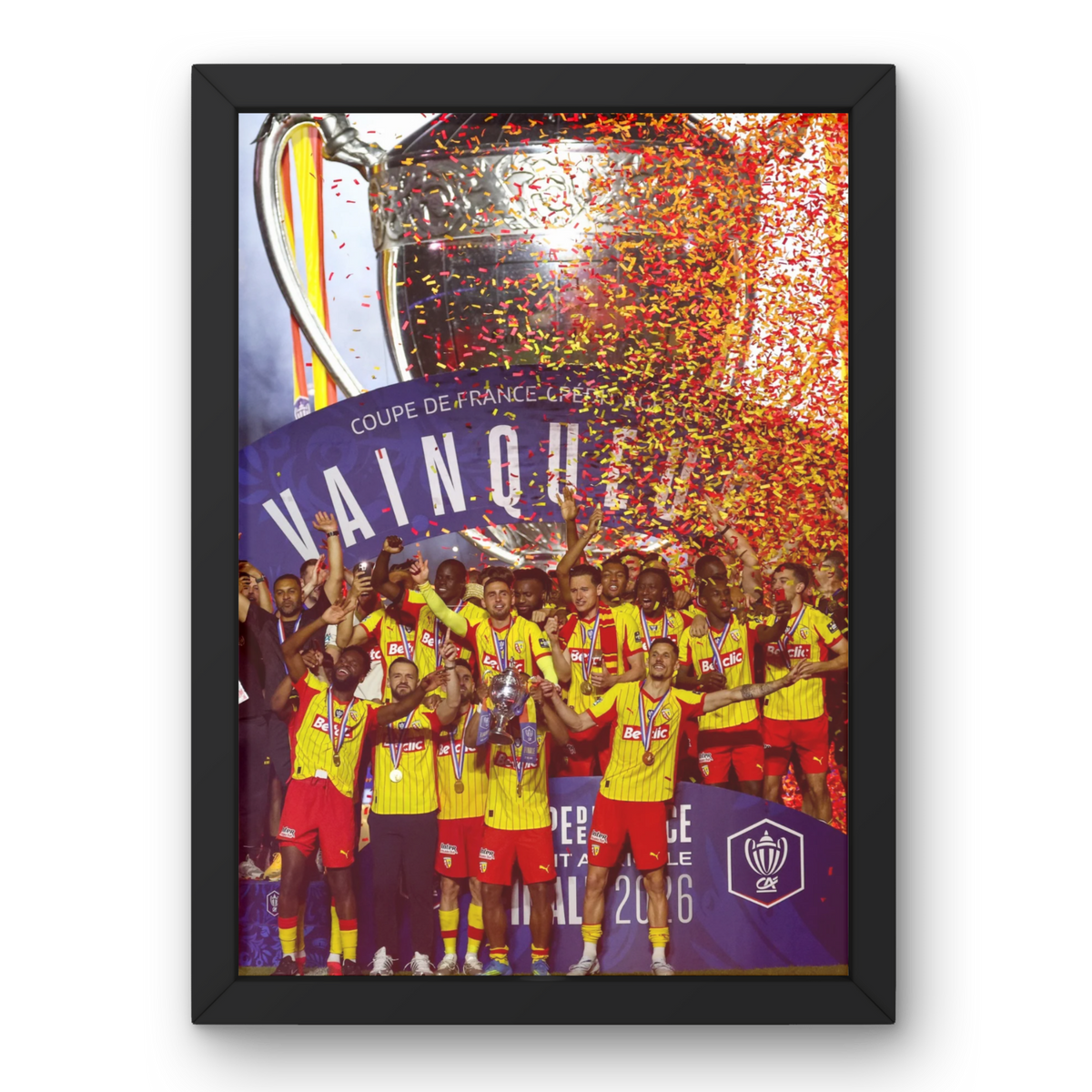 Affiche RC Lens - Vainqueur Coupe de France 2026 – Affiche encadrée personnalisée - Cadre Perso